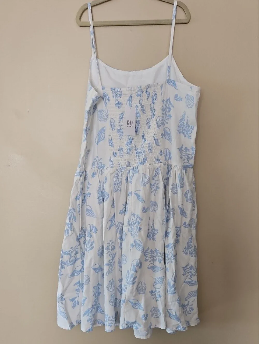 GAP Girls White Dress with Light Blue Shell Print
